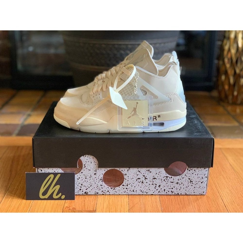 Size 6.5 W Air Jordan Off White Retro 4 "Sail"